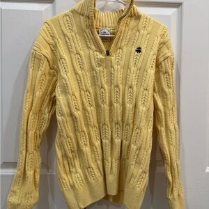 Brooks Brothers Yellow Cable Knit Quarter Zip Sweater
